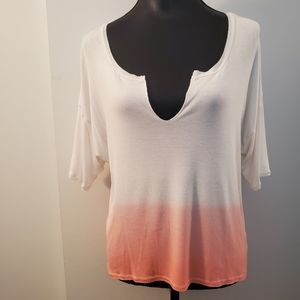 Victoria's Secret | White/Coral Split-neck Tee
